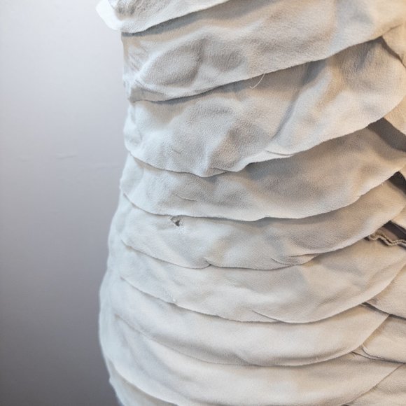 Club Monaco Womens Size Small Top Grey Silk Tiered Ruffle Racerback Sleeveless - Picture 7 of 10